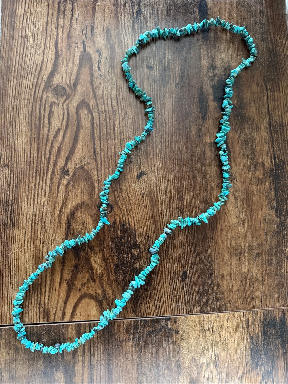 Turquoise Chip Long Necklace - Bright Turquoise Women’s Jewelry